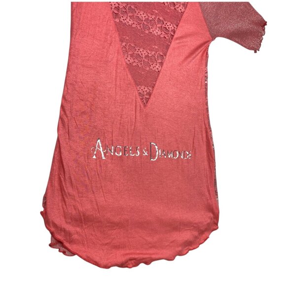 Angels Diamonds Tunic Top Womens S Red Whimsi Goth Indie Sleaze Soft Girl Glam - Picture 6 of 16